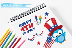 4th July Owls  graphics and illustrations Product Image 3