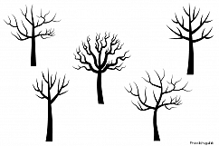 Black tree silhouette clipart, Trees with leaves clip art Product Image 2