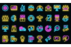 Campaign icons set vector neon Product Image 1