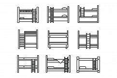 Family bunk bed icons set, outline style Product Image 1