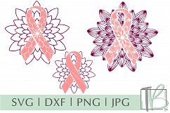 Breast Cancer SVG, Mandala SVG File, Pink Ribbon SVG Product Image 1