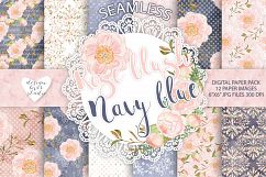Watercolor Rose blush Peony flowers digital paper Product Image 1