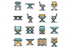 Folding furniture icons set vector flat Product Image 1