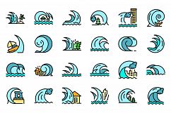 Tsunami icons vector flat Product Image 1