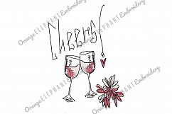 Hand Drawn Cheers Unique Urban Machine Embroidery Design digital File   Product Image 1