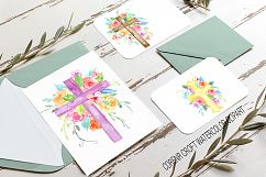 Watercolor clipart floral cross Product Image 6