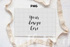 Blank Greetings Card Mock up background minimal Rustic romantic white beige display stock photo psd png template Product Image 3