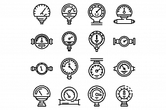 Manometer icons set, outline style Product Image 1