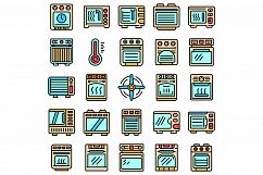Convection oven icons set vector flat Product Image 1