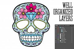 Puppy Calavera Tattoo Style Vector Product Image 2