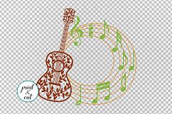 Floral guitar circle monogram layered file for cut or print Product Image 2