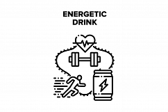 Energetic Drink Vector Black Illustration Product Image 1