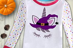 Halloween Witch unicorn face in a hat files for cut or print Product Image 1