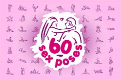 Set 60 sex poses illustration icons. Product Image 1