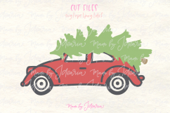 Christmas Svg File Red Vintage Christmas Car Svg with Tree Product Image 1