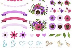 Purple Mason Jar Floral Purple Wedding Clipart Product Image 2