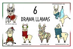 Holiday Clipart-llama Clipart-xmas Clipart-Cartoon-Sticker Clipart-Digital-Llama-alpaca Art-Funny-Digital Llama-Llama Drama-Commercial Product Image 2