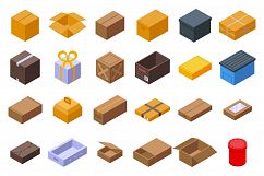 Box icons set, isometric style Product Image 1