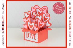 Love Box Card Valentine Card in a Box with cute hearts - SVG DXF EPS PNG - for Cricut &amp; Silhouette - clean cutting files Product Image 3