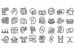 Discussion icons set, outline style Product Image 1