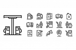 Petrol station icons set, outline style Product Image 1