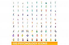 100 psychology icons set, cartoon style Product Image 1