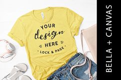 Maize Yellow Bella Canvas 3001 T-Shirt Mockup Product Image 1