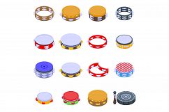 Tambourine icons set, isometric style Product Image 1