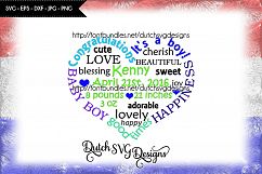 Baby boy cutting file in heart shape, in Jpg Png SVG EPS DXF, for Cricut &amp; Silhouette, baby boy svg, new born svg, glass block svg Product Image 1