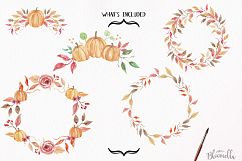 Fall Pumpkin Harvest Festival Watercolor Clipart Wreaths Gar Product Image 5