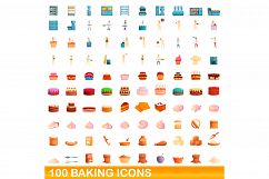 100 baking icons set, cartoon style Product Image 1