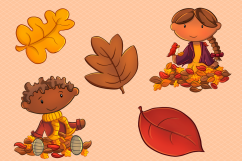 Kids Playing in Fall Leaves Collection Product Image 3