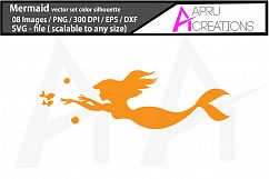 mermaid vector clipart / mermaid vector silhouette / mermaid svg / mermaid eps / dxf / png, mermaid color clip art Product Image 2