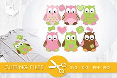Cute Baby Owls cutting files svg, dxf, pdf, eps included - cut files for cricut and silhouette - Cutting Files SVG Product Image 1