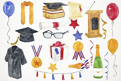 Watercolor Graduation Clipart, Graduation Clip Art Product Image 2