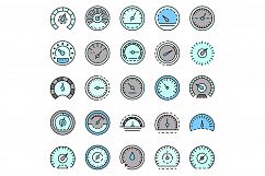 Speedometer icon set line color vector Product Image 1