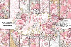 Watercolor Pink and Gold digital paper pack Product Image 1