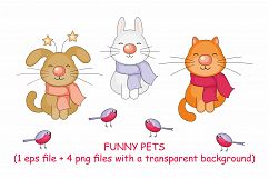 Funny pets. Christmas clip arts and seamless patterns. Product Image 2