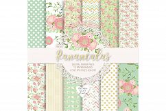 Watercolor Ranunculus flowers digital paper Product Image 1