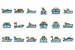 Rescue boat icons set vector flat Product Image 1