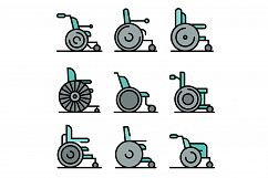 Wheelchair icons vector flat Product Image 1