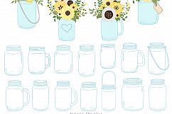 Yellow and Grey Mason Jar Floral Wedding Clipart Product Image 5