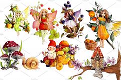 Watercolor Fruit Fairy Cliparts Product Image 3