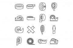 Scotch tape office icons set, outline style Product Image 1