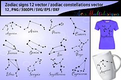 zodiac vector silhouette / zodiac constellations svg vector / zodiac clipart svg / zodiac printable icons / zodiac sign / Svg / EPs / Dxf Product Image 1