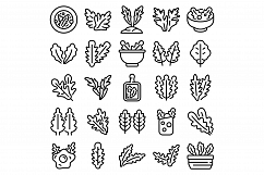 Arugula icons set, outline style Product Image 1