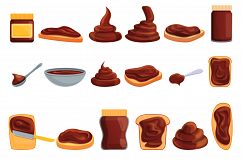 Chocolate paste icons set, cartoon style Product Image 1