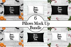 Throw Pillow Mockup Bundle 6 Images, Pillow Flat Lay Display Product Image 1