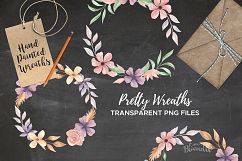 Watercolor Floral Organic Wreaths 8 Garlands Pretty Flowers Product Image 4