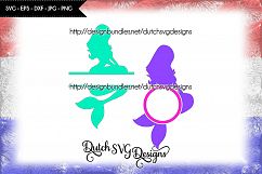 Mermaid monogram cut file, mermaid split monogram svg Product Image 2